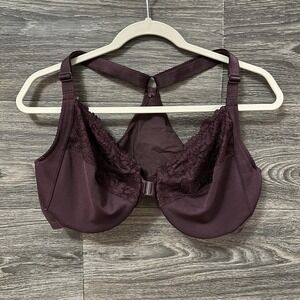 DELIMIRA Front Clasp Racerback Underwire Bra Women's Size 42D Plum